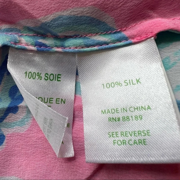 Lilly Pulitzer COSMOS Silk Tank Top Pink Pout Barefoot Princess XS 5452 - Picture 6 of 7